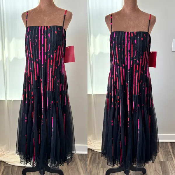Vintage JS Collections Dress Size 14 NWT Abstract Pleated Mesh Y2K Whimsigoth - Image 4