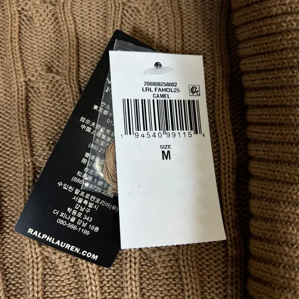 Lauren Ralph Lauren Camel Cable Knit Buckle Cardigan Sweater NWT Medium Designer - Image 4