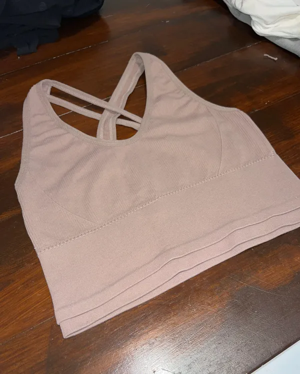 Longline Sports Bra Top Pink - Image 2
