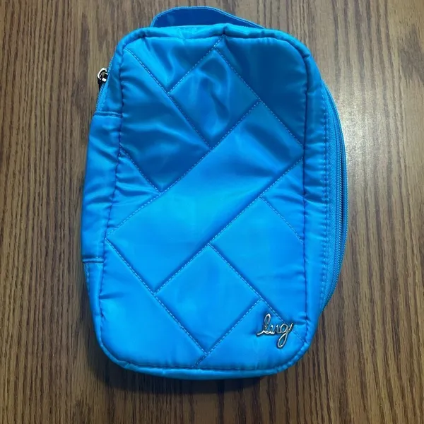 LUG Hover Cosmetic Case - Sky Blue with Floral Inside Lining NWOT - Image 2