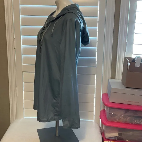 Gray Lace-Up Hoodie Sweatshirt - Image 4