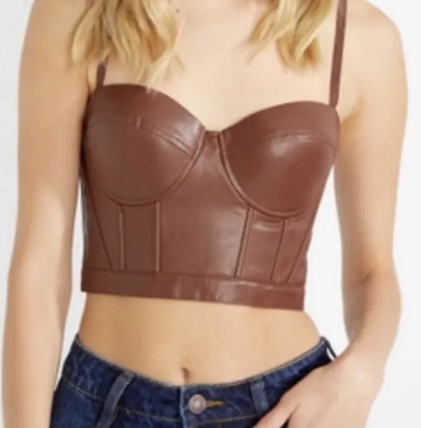 Charlotte Russe Burgundy Faux Leather Corset Crop Top - Image 6
