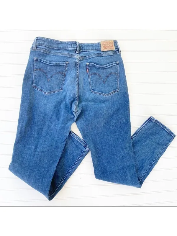 Levis Mid Rise Skinny Jeans‎ Womens 14M Medium Wash Blue Denim W32 L32 - Image 2