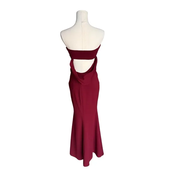 Katie May - Mary Kate Gown in Bordeaux Strapless Backless Formal Dress Sz 0 - Image 5