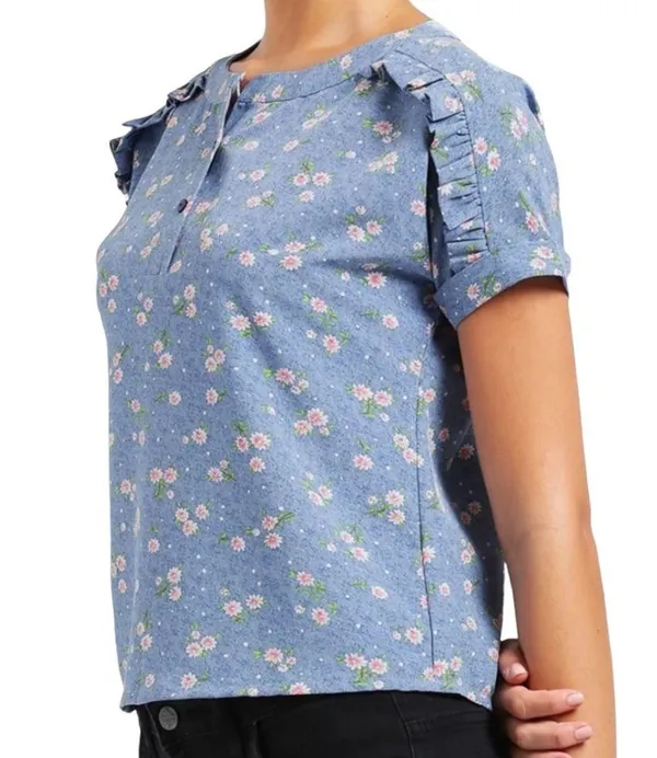 Zink London floral ruffle trim blouse - Image 3