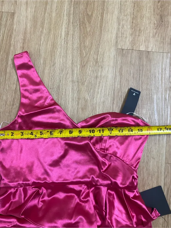 Lulu's Hot Pink One-Shoulder Satin Peplumi Mini - Image 6