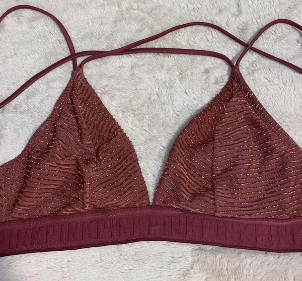 Victoria Secret Rose Pink and Gold Bralette Medium - Image 4