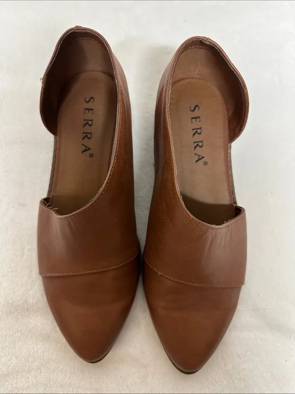 Serra Tan Brown Pointed-Toe D’Orsay Leather Flats - Image 8