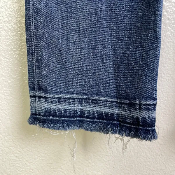 Re/Done 90s High Rise Extra Crop Jeans Womens 25 Blue Denim Button Undone Hem - Image 6