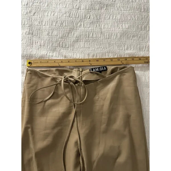 I.AM.GIA Faux Leather Tie-Up Flare Pants in the tan Size Large - Image 11