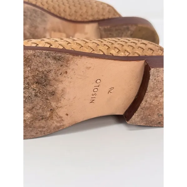 Nisolo Ama Womens Sandals Brown Leather Woven Mule Slip On Slide Boho US 7.5 - Image 6