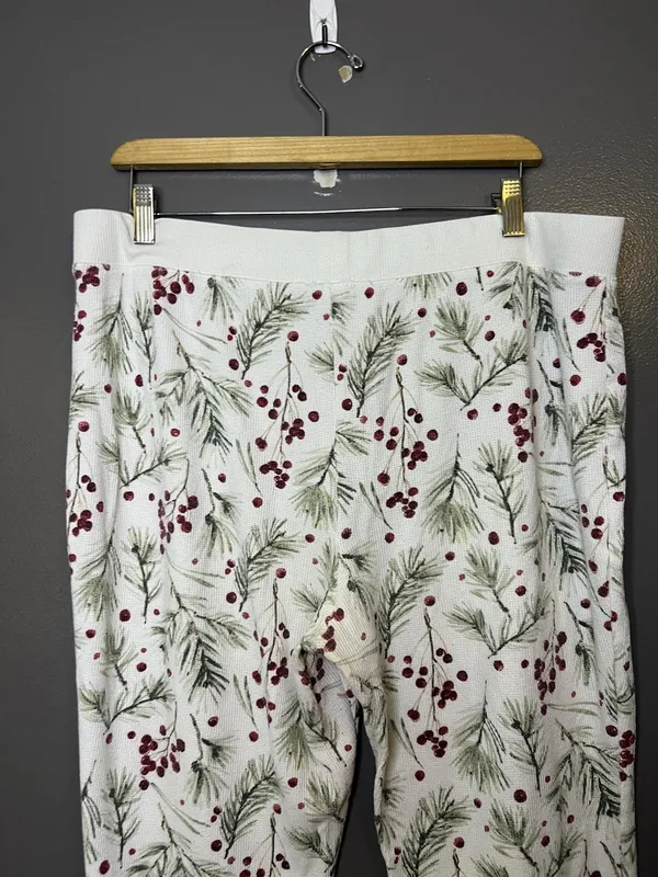 Stars Above Pajama Set Womens XXL White Berry Christmas Thermal Top Pants Lounge - Image 14