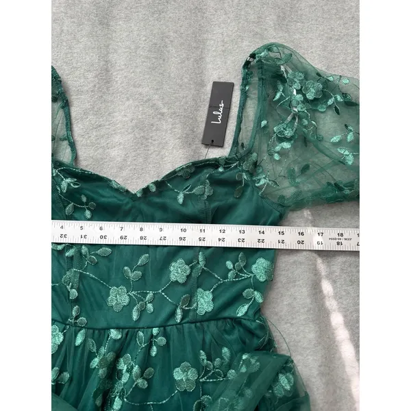 Lulus Darling‎ Charisma Emerald Mesh Embroidered Midi Dress Size Small NWT - Image 11