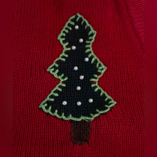 The Quacker Factory Vintage Festive Red Holiday Cardigan‎ Size Large EUC - Image 6