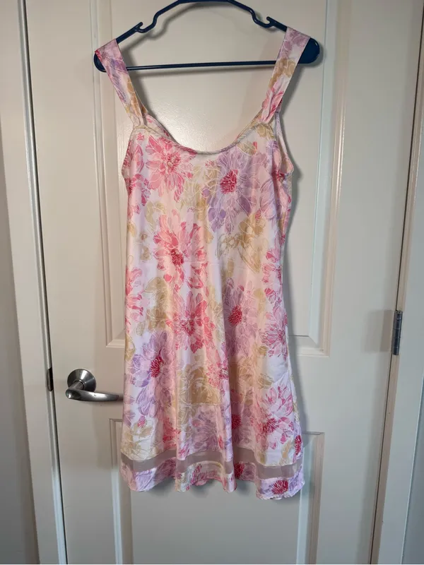 Vintage 2008 Victoria’s Secret PINK Floral Satin Slip Dress Large Y2K - Image 4