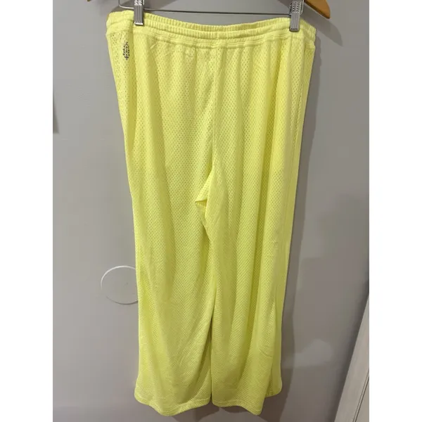 Free People Movement Overtime Mesh Pants Yellow Wide‎ Leg Sz L. Z - Image 6