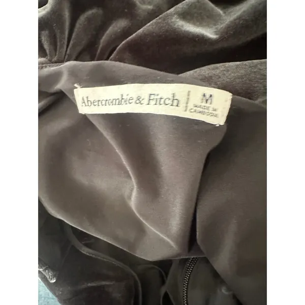 Abercrombie & Fitch Velvet Mini Dress M Black Party Bubble Hem Grunge Goth Soft - Image 6