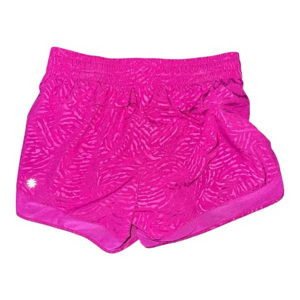 Athleta Printed Mesh Racer Run Shorts Electric Fuchsia Pink 4” Inseam Women’s XS - Image 3