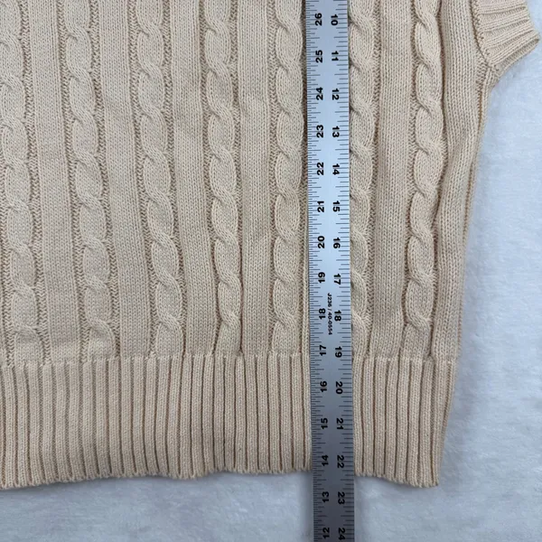Ellison Beige Cable Knit Turtleneck Sweater Vest RT3382-6 Womens‎ Small - Image 4