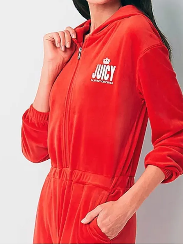 Y2K Juicy Couture Red Velour Zip-Front Jumpsuit Size M NWOT - Image 3