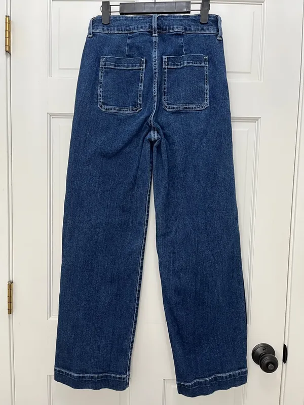 Old Navy Sky-Hi Wide Leg Patch Pocket Jeans Extra High Rise Dark Wash - Size 4 - Image 5