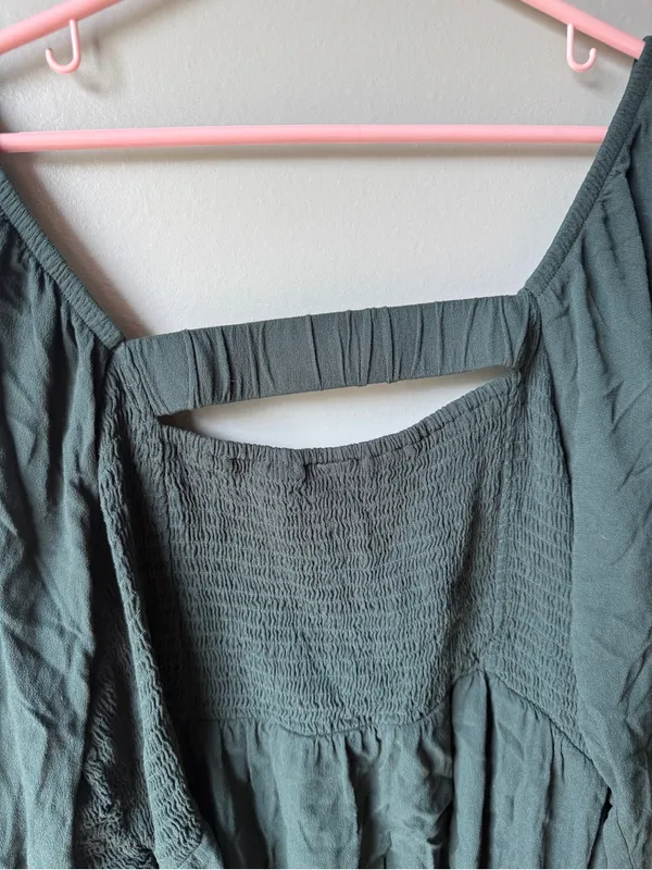 Old Navy Women’s Smocked Peplum Blouse Puff Sleeve Cottagecore Boho Fairy Green XXL - Image 7