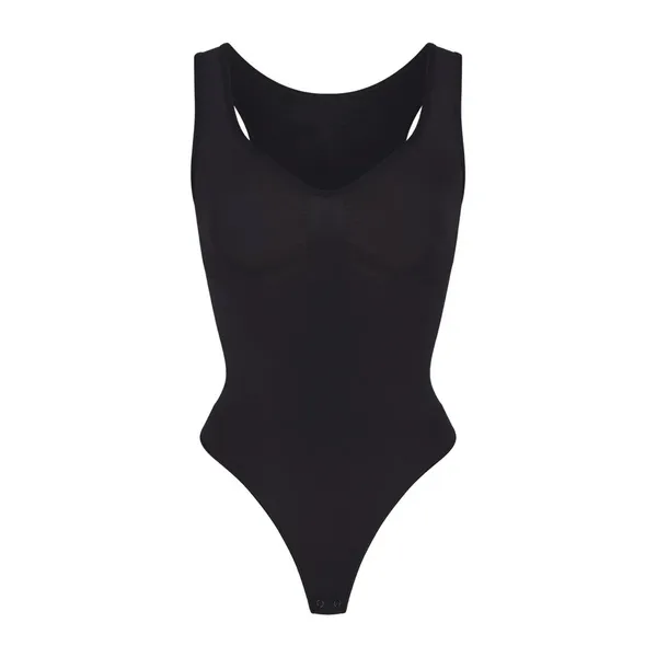 Skims Seamless Sculpt Scoop Neck Thong Bodysuit In Onyx NWOT Thick strap Size XS - Image 4