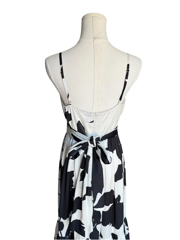 Hutch x Anthropologie - Guthrie Floral Satin Maxi Dress Side Slit Tie Back Sz 2 - Image 6