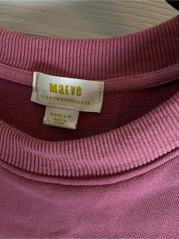 Maeve by Anthropologie Mixed Media Puff Sleeve Sweatshirt Medium - Image 6