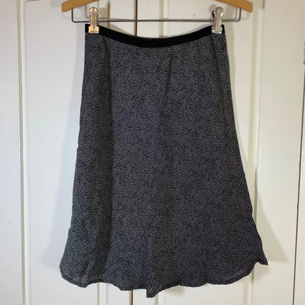 Loco Lindo Polka Dot Rayon A-Line Midi Skirt Sz M Fairy Goth USA Black White - Image 8