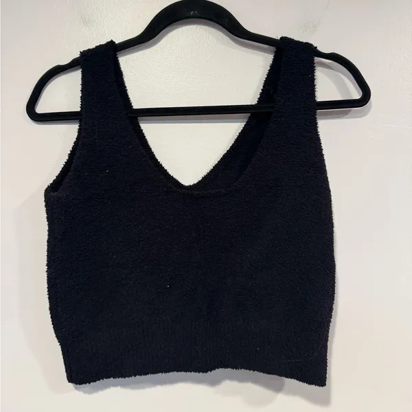 Buffbunny Collection Black‎ Textured Fuzzy Crop Top Frozen collection - Image 4