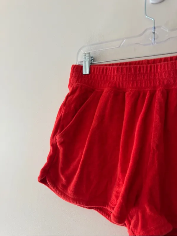 Aerie Red Terry Cloth Cozy Lounge Beach Shorts - Image 2