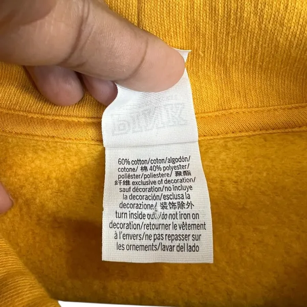 PINK Victoria's Secret Yellow Cowl Neck Graphic Sweatshirt - Size Medium - Image 5