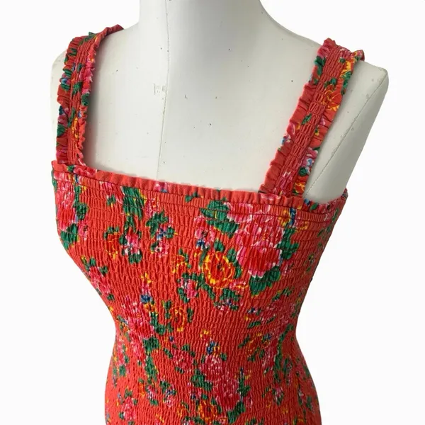 Rhode Jasmine Floral Smocked Mini Dress Floral Coquette Boho Romantic Size S - Image 3