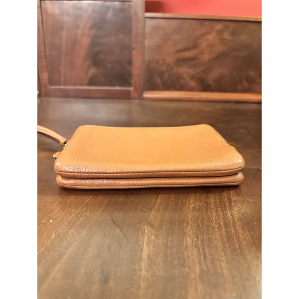 Coach‎ Brown Pebbled Leather Double Zip Wristlet Wallet Credit Card Organizer - Image 9