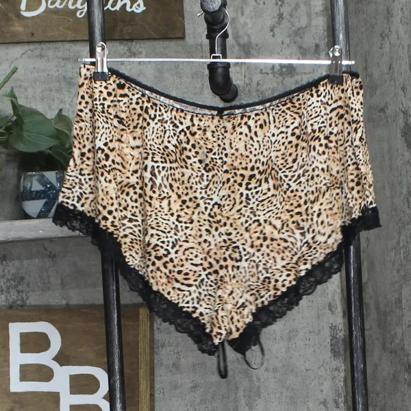 NEW INC International Concepts Lace-Trim Short Pajama Shorts Cheetah Brown XL - Image 2