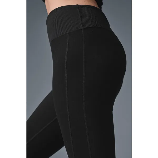ALO Yoga High-Waist Alosoft Lounge Leggings Black Ribbed Size Small - Image 12