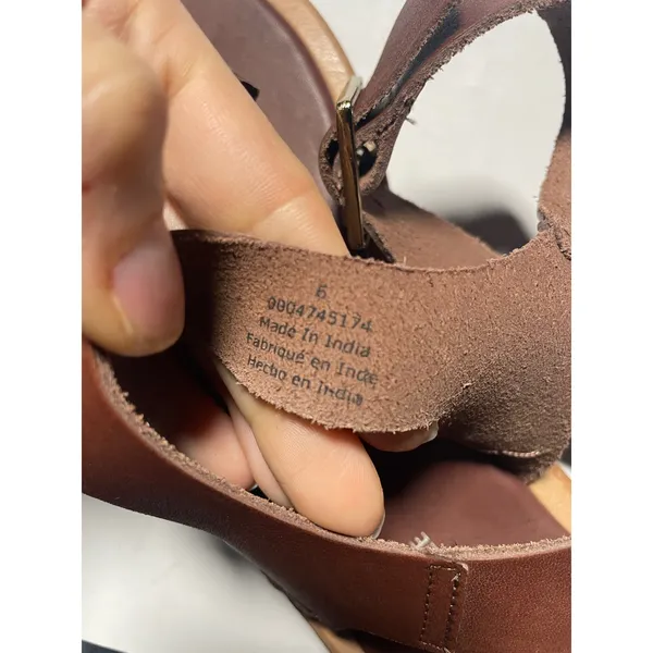 Free People Platform Sandals Womens 6 Brown Leather Knotted Toe Boho Flatform - Image 5