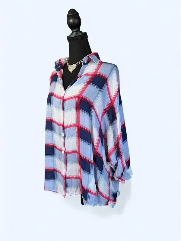 Vintage Y2K Coastal Old Money Boyfriend Oversized Batwing Flannel Size One Size - Image 5