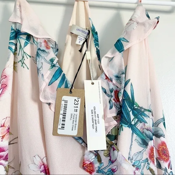 NWT LAVENDER BROWN Pink Racerback Wrap Maxi Dress Small - Image 2