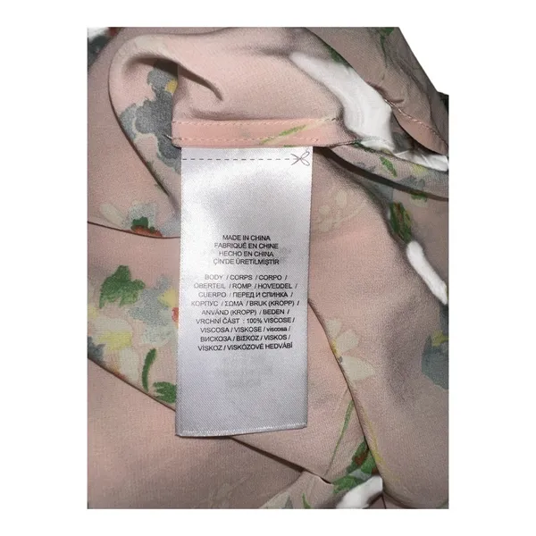 Polo Ralph Lauren Pink Floral‎ Tie Neck Blouse, Womens Large - Image 7