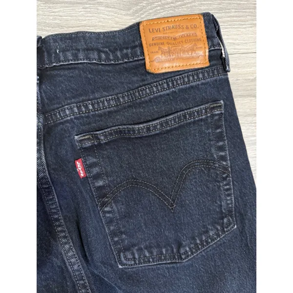 Levis Premium Wedgie Straight Jeans Womens 29 x 26‎ in Dark Wash Black High Rise - Image 5