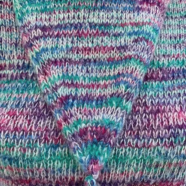 80’s Gitano balloon sleeve purple and teal marled knit sweater - Image 4