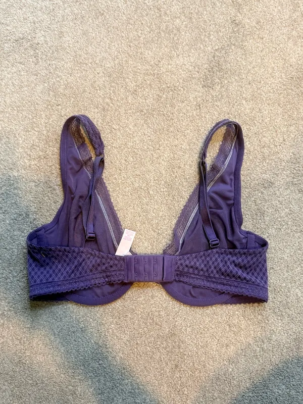 Victoria’s Secret Purple Full Lace Plunge Unlined Bra Size 34 D - Image 2