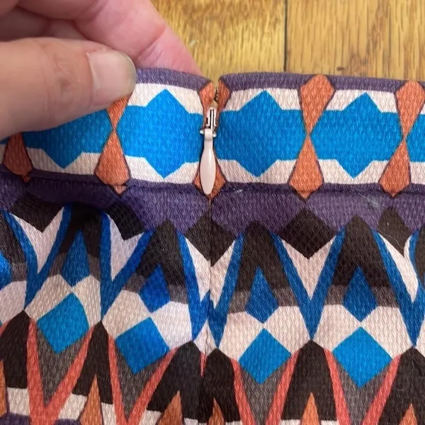 J. Crew Geometric‎ Print Mini Skirt Size 4 Purple Blue Pink White Indie sleaze - Image 3