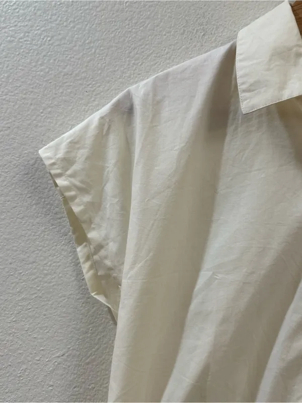 Reistor Women's Oversized Crop Shirt in Off-white Organic Cotton Size XS NWT - Image 5