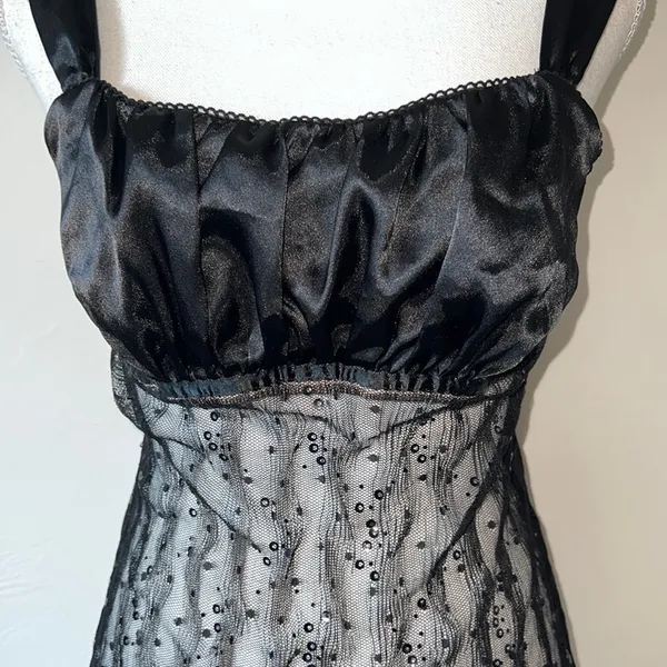 Vintage Sequin Cami Black Size M - Image 3