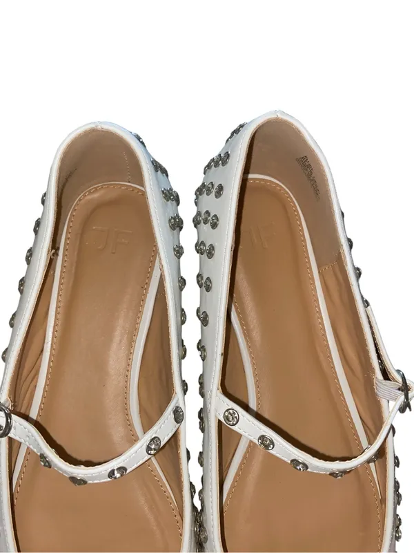 Ellidy Ballet Flat Studded Mary Jane embellished white leather Lolita glam - Image 11