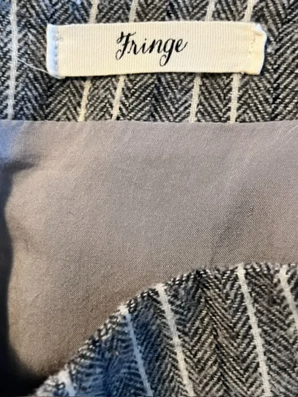 Fringe Grey & Blue Pinstripe Mini Skirt - Image 3