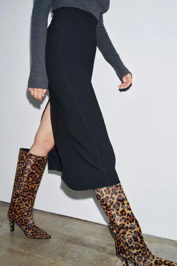 Zara Knit SLIT PENCIL SKIRT - Image 3